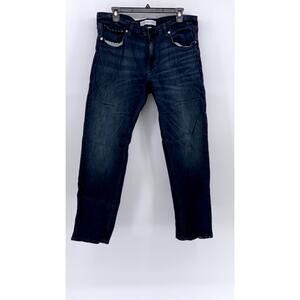 CALVIN KLEIN Men's Dark Indigo Denim Slim-Leg Five-Pocket jeans SZ 36X30